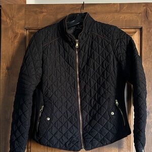 Black Quilted Jacket with Gold and brown accents